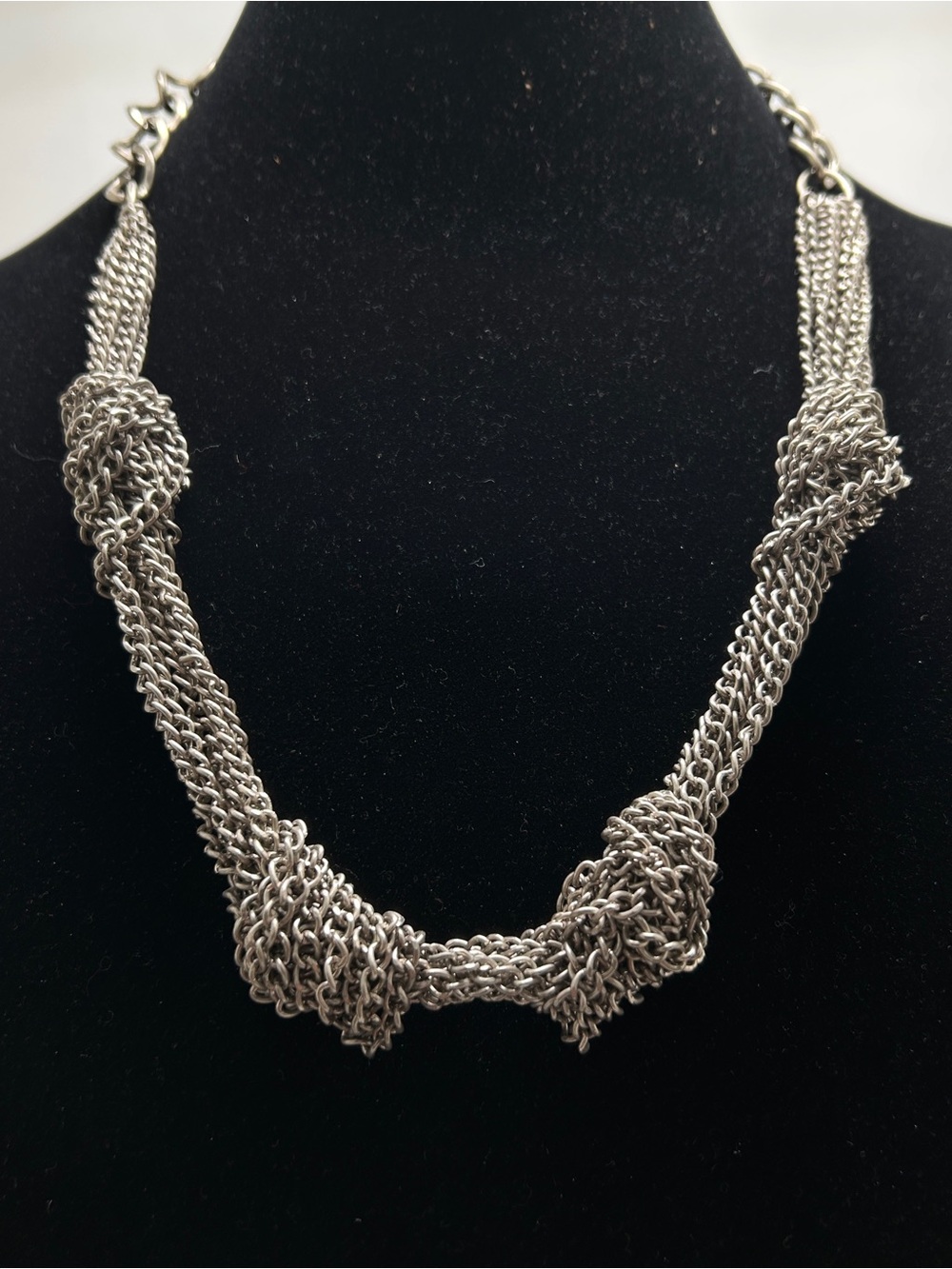 Banana Republic, Silver Knotted Multi Chain Necklace